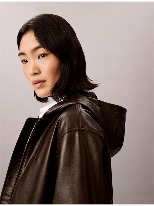 cropped hooded faux leather jack CALVIN KLEIN JEANS | LV047G516GTO2